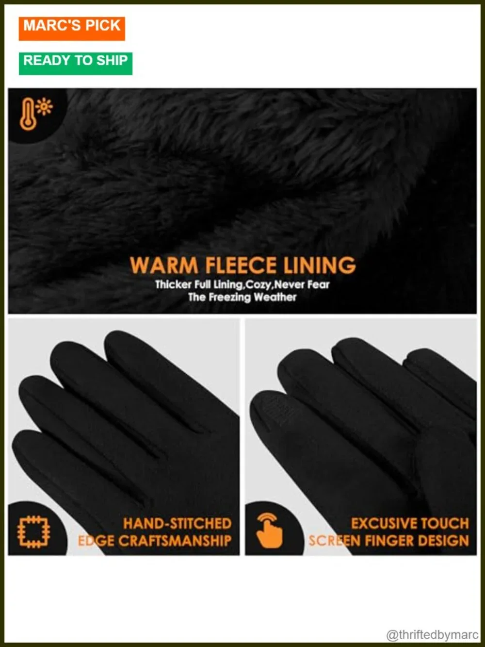 Thermal Fleece Lined Winter Gloves Touchscreen Compatible Gift